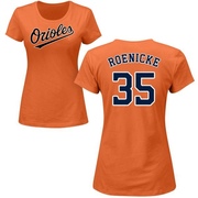 Women's Baltimore Orioles Gary Roenicke ＃35 Roster Name & Number T-Shirt - Orange