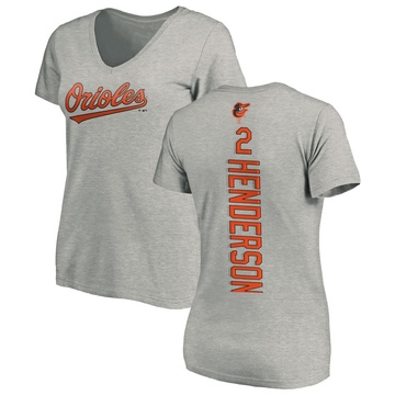 Women's Baltimore Orioles Gunnar Henderson ＃2 Backer Slim Fit T-Shirt Ash