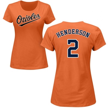 Women's Baltimore Orioles Gunnar Henderson ＃2 Roster Name & Number T-Shirt - Orange