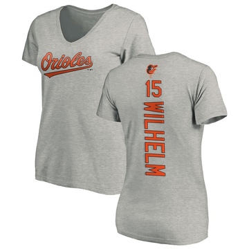 Women's Baltimore Orioles Hoyt Wilhelm ＃15 Backer Slim Fit T-Shirt Ash