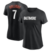 Women's Baltimore Orioles Jackson Holliday ＃7 2023 City Connect Name & Number T-Shirt - Black