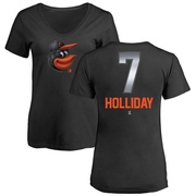 Women's Baltimore Orioles Jackson Holliday ＃7 Midnight Mascot V-Neck T-Shirt - Black