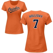 Women's Baltimore Orioles Jackson Holliday ＃7 Roster Name & Number T-Shirt - Orange