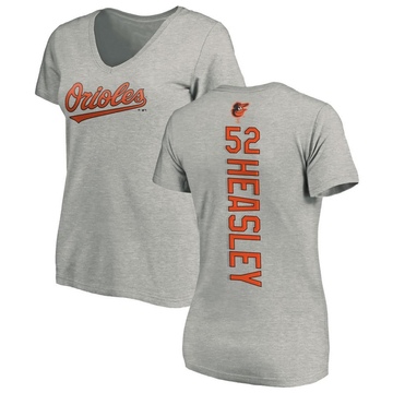 Women's Baltimore Orioles Jonathan Heasley ＃52 Backer Slim Fit T-Shirt Ash