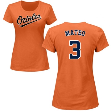 Women's Baltimore Orioles Jorge Mateo ＃3 Roster Name & Number T-Shirt - Orange