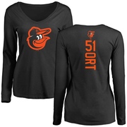 Women's Baltimore Orioles Kaleb Ort ＃51 Backer Slim Fit Long Sleeve T-Shirt - Black