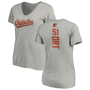 Women's Baltimore Orioles Kaleb Ort ＃51 Backer Slim Fit T-Shirt Ash