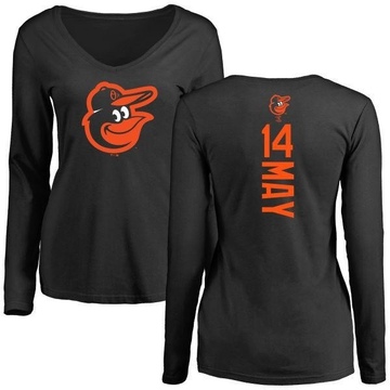 Women's Baltimore Orioles Lee May ＃14 Backer Slim Fit Long Sleeve T-Shirt - Black