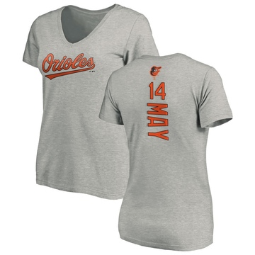 Women's Baltimore Orioles Lee May ＃14 Backer Slim Fit T-Shirt Ash