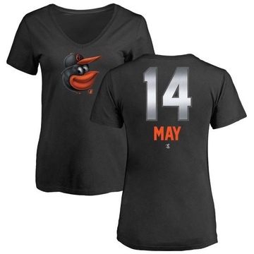 Women's Baltimore Orioles Lee May ＃14 Midnight Mascot V-Neck T-Shirt - Black