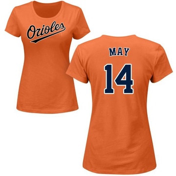 Women's Baltimore Orioles Lee May ＃14 Roster Name & Number T-Shirt - Orange