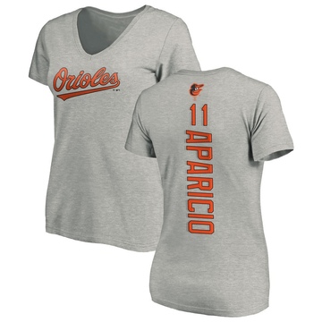 Women's Baltimore Orioles Luis Aparicio ＃11 Backer Slim Fit T-Shirt Ash