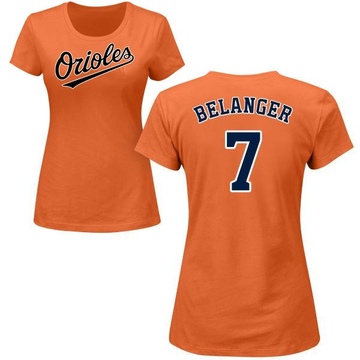 Women's Baltimore Orioles Mark Belanger ＃7 Roster Name & Number T-Shirt - Orange