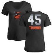 Women's Baltimore Orioles Mark Trumbo ＃45 Midnight Mascot V-Neck T-Shirt - Black