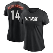 Women's Baltimore Orioles Merv Rettenmund ＃14 2023 City Connect Name & Number T-Shirt - Black