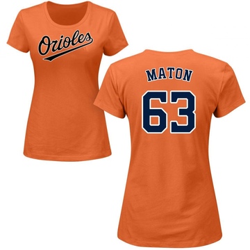 Women's Baltimore Orioles Nick Maton ＃63 Roster Name & Number T-Shirt - Orange