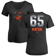 Women's Baltimore Orioles Nick Maton ＃65 Midnight Mascot V-Neck T-Shirt - Black