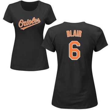 Women's Baltimore Orioles Paul Blair ＃6 Roster Name & Number T-Shirt - Black