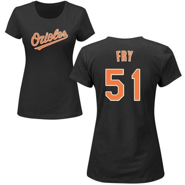 Women's Baltimore Orioles Paul Fry ＃51 Roster Name & Number T-Shirt - Black