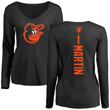 Women's Baltimore Orioles Richie Martin ＃1 Backer Slim Fit Long Sleeve T-Shirt - Black