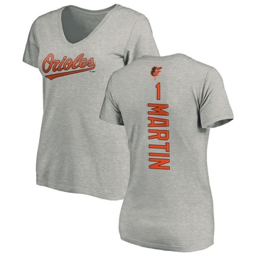 Women's Baltimore Orioles Richie Martin ＃1 Backer Slim Fit T-Shirt Ash