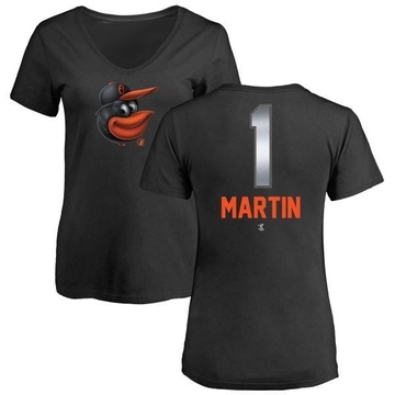 Women's Baltimore Orioles Richie Martin ＃1 Midnight Mascot V-Neck T-Shirt - Black