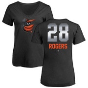 Women's Baltimore Orioles Trevor Rogers ＃28 Midnight Mascot V-Neck T-Shirt - Black