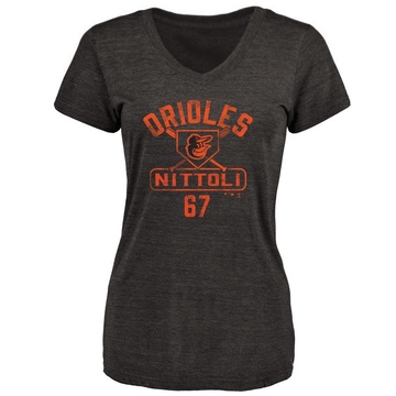 Women's Baltimore Orioles Vinny Nittoli ＃67 Base Runner T-Shirt - Black