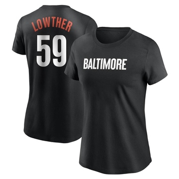 Women's Baltimore Orioles Zac Lowther ＃59 2023 City Connect Name & Number T-Shirt - Black