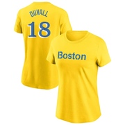 Women's Boston Red Sox Adam Duvall ＃18 City Connect Name & Number T-Shirt - Gold