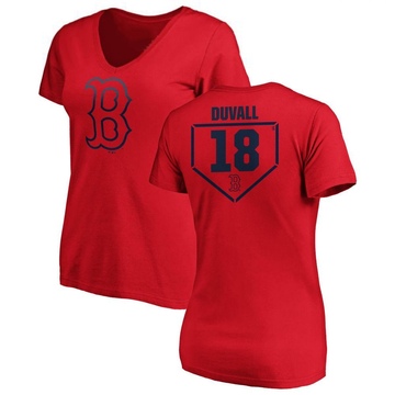 Women's Boston Red Sox Adam Duvall ＃18 RBI Slim Fit V-Neck T-Shirt - Red