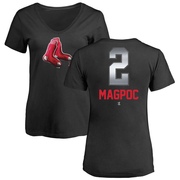 Women's Boston Red Sox Adam Magpoc ＃2 Midnight Mascot V-Neck T-Shirt - Black