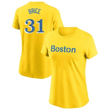 Women's Boston Red Sox Austin Brice ＃31 City Connect Name & Number T-Shirt - Gold