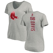 Women's Boston Red Sox Austin Davis ＃56 Backer Slim Fit T-Shirt Ash