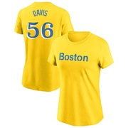 Women's Boston Red Sox Austin Davis ＃56 City Connect Name & Number T-Shirt - Gold