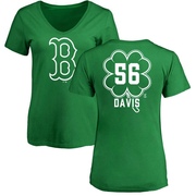 Women's Boston Red Sox Austin Davis ＃56 Dubliner Name & Number V-Neck T-Shirt Kelly - Green