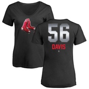 Women's Boston Red Sox Austin Davis ＃56 Midnight Mascot V-Neck T-Shirt - Black