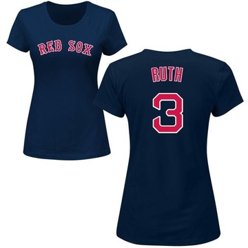 Women's Boston Red Sox Babe Ruth ＃3 Roster Name & Number T-Shirt - Navy