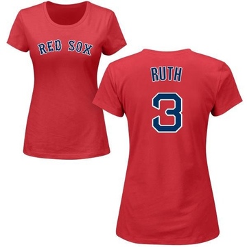 Women's Boston Red Sox Babe Ruth ＃3 Roster Name & Number T-Shirt - Red