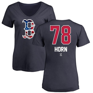 Women's Boston Red Sox Bailey Horn ＃78 Name and Number Banner Wave V-Neck T-Shirt - Navy