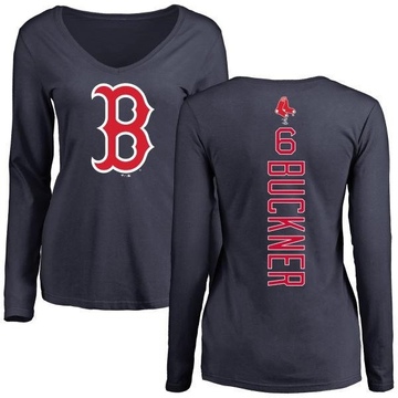 Women's Boston Red Sox Bill Buckner ＃6 Backer Slim Fit Long Sleeve T-Shirt - Navy