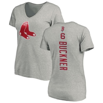 Women's Boston Red Sox Bill Buckner ＃6 Backer Slim Fit T-Shirt Ash