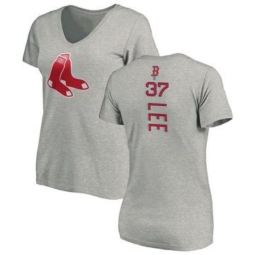 Women's Boston Red Sox Bill Lee ＃37 Backer Slim Fit T-Shirt Ash