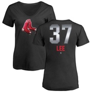 Women's Boston Red Sox Bill Lee ＃37 Midnight Mascot V-Neck T-Shirt - Black