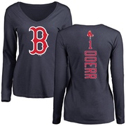 Women's Boston Red Sox Bobby Doerr ＃1 Backer Slim Fit Long Sleeve T-Shirt - Navy