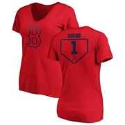 Women's Boston Red Sox Bobby Doerr ＃1 RBI Slim Fit V-Neck T-Shirt - Red