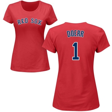 Women's Boston Red Sox Bobby Doerr ＃1 Roster Name & Number T-Shirt - Red