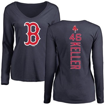 Women's Boston Red Sox Brad Keller ＃46 Backer Slim Fit Long Sleeve T-Shirt - Navy