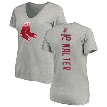 Women's Boston Red Sox Brandon Walter ＃75 Backer Slim Fit T-Shirt Ash