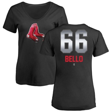 Women's Boston Red Sox Brayan Bello ＃66 Midnight Mascot V-Neck T-Shirt - Black